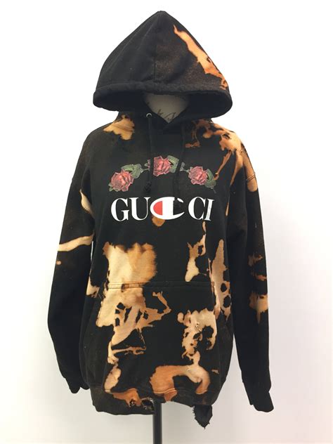 gucci x champion hoodie cheap|gucci distressed hoodie.